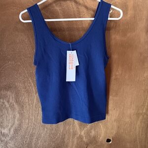 Bunulu Blue Ribbed Tank Top